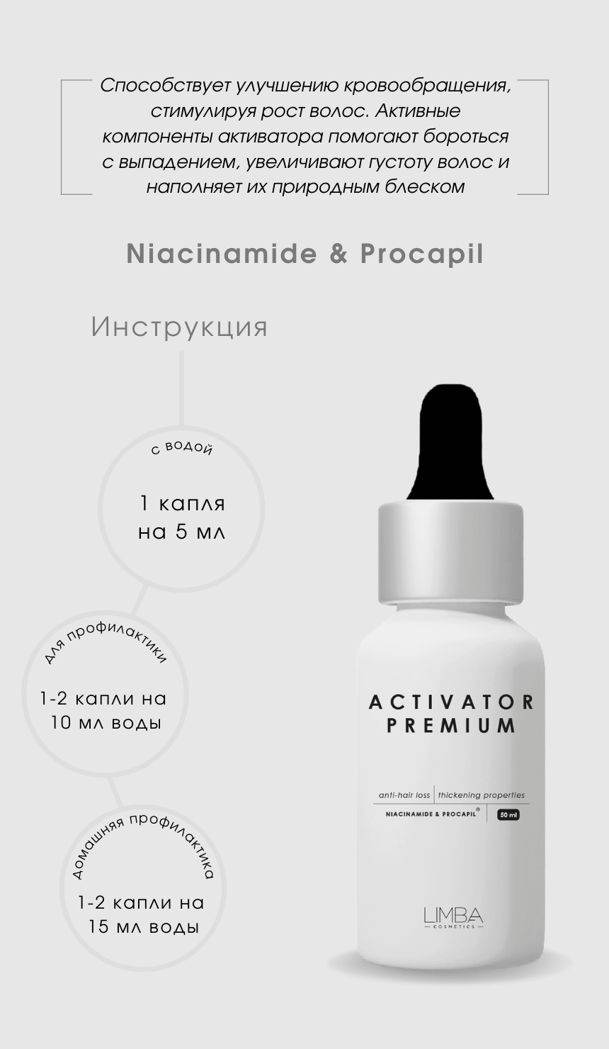 Активатор роста волос Limba Activator Niacinamide & Procapil, 50 мл